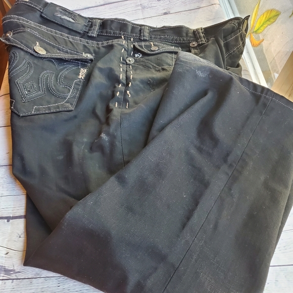 MEK USA DNM OAXACA BOOTS CUT BLACK WITH GOLD JEANS SIZE 42X34 - Picture 13 of 13